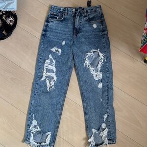 Distressed Blue Jeans